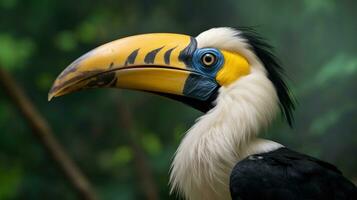 een Super goed neushoornvogel, ook bekend net zo de Super goed Indisch neushoornvogel of Super goed bont neushoornvogel, is een van de groter leden van de neushoornvogel familie. generatief ai foto