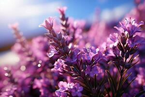 sereen lavendel achtergrond, verbeterd door essentieel oliën, een panoramisch genot voor aromatherapie ai gegenereerd foto