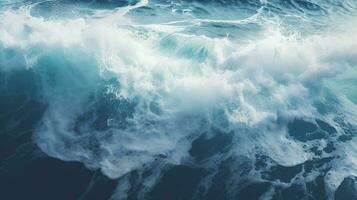 schuimend golven rollend omhoog in oceaan ai generatief foto