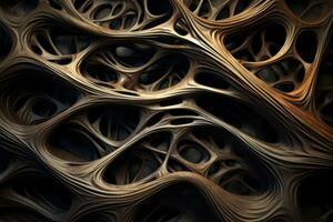 biologisch beeldhouwen modern boom Aan hout materiaal met verstrikt vormen in zwart generatief ai foto