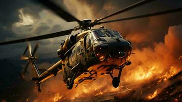 leger gevecht helikopter voor oorlog, luchtvaart voor gevecht operaties foto
