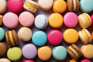 kleurrijk macarons. generatief ai foto