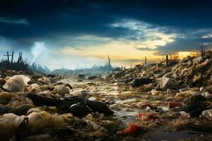 uitschot dump serveert net zo een strak herinnering van globaal verontreiniging bedenkingen ai gegenereerd foto