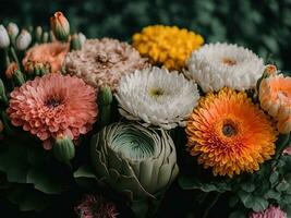 boeket van bloei decoratief bloemen banier voor vieringen generatief ai foto