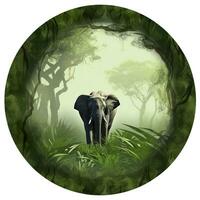olifant ronde groen natuur achtergrond, ai generatief foto