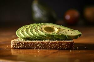 gesneden avocado geroosterd brood met sesam zaden Aan het generatief ai foto