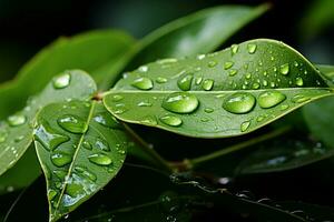 aard perfectie druppeltje Aan blad ai gegenereerd foto