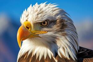 Amerikaans kaal adelaar met blauw lucht. adelaar. generatief ai foto