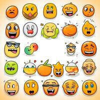 reeks van tekenfilm gezichten uitdrukkingen, gezicht emoji's, stickers, emoticons, tekenfilm grappig mascotte tekens gezicht set, generatief ai illustratie foto