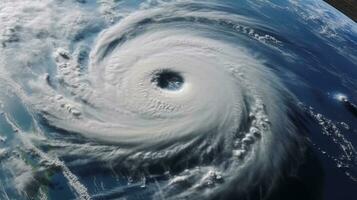 orkaan Florence over- atlantische staten. super tyfoon over- de oceaan. de oog van de orkaan. de sfeervol cycloon. satelliet visie. generatief ai foto