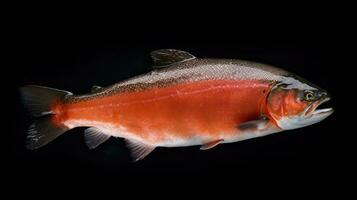 een vers Zalm vis Aan ijs. Zalm vis. generatief ai foto