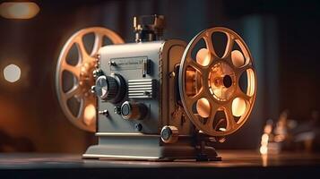 een oud film projector. bioscoop concept. generatief ai foto