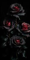 betoverend detailopname portret van rozen, eeuwig melancholie, ai gegenereerd foto
