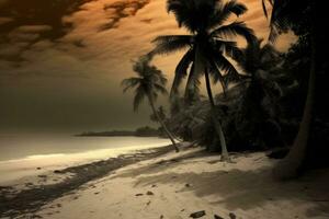 onverzadigd donker tropisch strandlandschap generatief ai foto