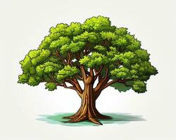 een illustratie van een groen boom Aan een wit achtergrond generatief ai foto