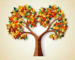een illustratie van een boom gemaakt uit van kleurrijk papier generatief ai foto