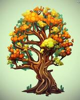 een illustratie van een boom met oranje en geel bladeren generatief ai foto