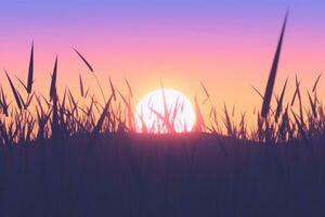 3d geven van een schemering zomer landschap achtergrond generatief ai foto