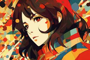 anime themed retro geremixed abstract hybride achtergrond ontwerp generatief ai foto