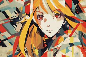 anime themed retro geremixed abstract hybride achtergrond ontwerp generatief ai foto