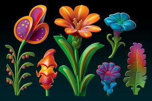 kleurrijk levendig hand- getrokken stralend uniek bloemen grafisch illustratie kunst generatief ai foto