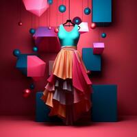 mode en kleding stof thema 3d abstract achtergrond generatief ai foto