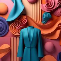 mode en kleding stof thema 3d abstract achtergrond generatief ai foto