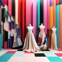 mode en kleding stof thema 3d abstract achtergrond generatief ai foto