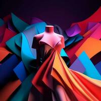 mode en kleding stof thema 3d abstract achtergrond generatief ai foto