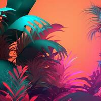 gloeiend tropisch themed 3d abstract achtergrond generatief ai foto