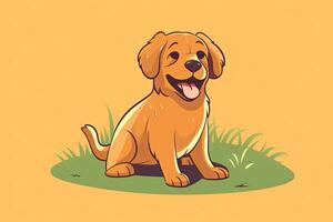 gouden retriever hond grafisch illustratie geïsoleerd Aan een monochroom achtergrond generatief ai foto