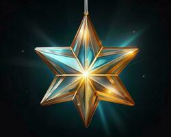een Kerstmis ster ornament in de vorm van een ster Aan een zwart achtergrond generatief ai foto