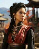 een Aziatisch vrouw in een oosters kleding generatief ai foto