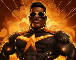 een illustratie van een zwart superheld met zonnebril generatief ai foto