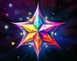 een illustratie van een kleurrijk ster Aan een donker achtergrond generatief ai foto