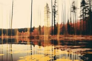 een beeld van een meer met bomen in de achtergrond generatief ai foto