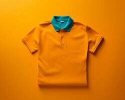een oranje polo overhemd Aan een oranje achtergrond generatief ai foto