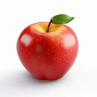 Daar is een rood appel met een blad Aan het. generatief ai. foto