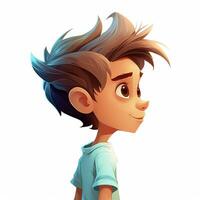 tekenfilm jongen met kort haar- en blauw overhemd op zoek naar de kant. generatief ai. foto