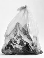 arafed zak van voedsel met een berg in de achtergrond. generatief ai. foto