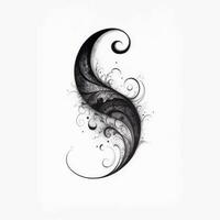 een zwart en wit tekening van een swirly ontwerp Aan een wit achtergrond. generatief ai. foto