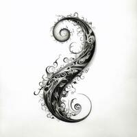 een tekening van een swirly brief s met een swirly ontwerp. generatief ai. foto