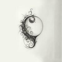 een tekening van een yin yin bal met een swirly ontwerp. generatief ai. foto