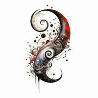 een tatoeëren ontwerp van een halve maan met een kolken en een swirly ontwerp. generatief ai. foto