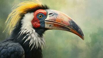 neushoornvogels geschilderd in mooi aquarellen. generatief ai foto