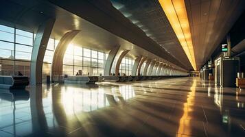 luchthaven terminal, modern luchthaven terminal. generatief ai foto