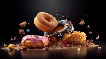 vliegend donuts creatief, generatief ai foto