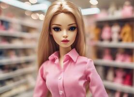 vrij Barbie pop Aan gemakkelijk achtergrond, ai generatief foto