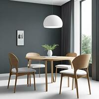 modern dining kamer interieur met planten en venster visie foto