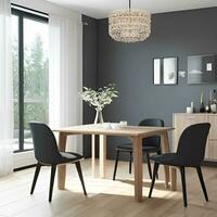 modern dining kamer interieur met planten en venster visie foto